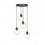 LAMPA WISZĄCA CZARNA NAD STÓŁ DO KUCHNI JADALNI SALONU EMIBIG ISTAR 4 BL PREMIUM TRANSPARENT