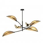 LAMPA WISZĄCA DEKORACYJNA DO SALONU SYPIALNI EMIBIG LOTUS 6 BLACK/RATTAN