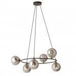 LAMPA WISZĄCA NA KOLE SZKLANE KULE DO SALONU EMIBIG AZURA 6 BL GRAFIT oprawa oświetleniowa