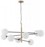 LAMPA WISZĄCA CZARNO ZŁOTA Z KULAMI KLOSZE KULE BIAŁE MLECZNE DO SALONU SYPIALNI LUCES EXCLUSIVAS PLATO LE41768