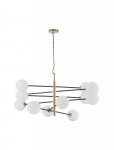 LAMPA WISZĄCA CZARNO ZŁOTA Z KULAMI KLOSZE KULE BIAŁE MLECZNE DO SALONU SYPIALNI LUCES EXCLUSIVAS PLATO LE43689