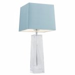 LAMPKA LAMPA STOŁOWA NOCNA SZKLANA Z BŁĘKITNYM ABAŻUREM NIEBIESKA GLAMOUR NOWOCZESNA DO SALONU SYPIALNI ARGON LILLE 3839