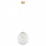 LAMPA WISZĄCA ZŁOTA MOSIĄDZ SZCZOTKOWANY KULA SZKLANA 25CM TRANSPARENTNA GLAMOUR  DO SALONU SYPIALNI KUCHNI ARGON PALOMA 8517