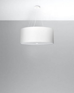 Żyrandol OTTO 60 biała tkanina, szkło, stal nowoczesna okrągła lampa wisząca E27 LED SOLLUX LIGHTING