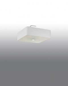 Plafon LOKKO 45 biały kwadratowy abażur tkanina, szkło, stal nowoczesna lampa sufitowa E27 LED SOLLUX LIGHTING