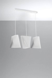 Żyrandol BLUM 3 biały abażur tkanina, stal nowoczesna lampa wisząca sufitowa E27 LED SOLLUX LIGHTING