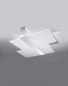 Plafon MASSIMO nowoczesna  lampa sufitowa białe szkło stal chrom E27 LED SOLLUX LIGHTING