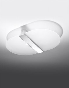 Plafon SALIA biały nowoczesna lampa sufitowa białe szkło stal chrom G9 LED SOLLUX LIGHTING