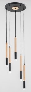 ALFA SOSNOWSCY RODEO 63222 LAMPA WISZĄCA NA KOLE CZARNA Z DREWNEM DREWNIANA TUBY