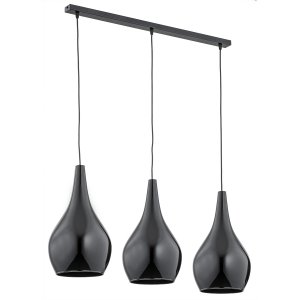 LAMPA WISZĄCA CZARNA SZKLANA NAD STÓŁ DO KUCHNI JADALNI POTRÓJNA NA LISTWIE ARGON ARGON SANTANA 1409
