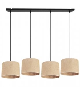 Lampa wisząca, cztery źródła światła, abażur juta 20 cm, prostokątna podsufitka, E27 LIGHT HOME