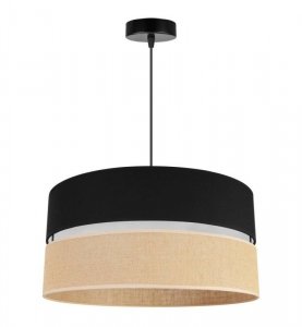 Lampa regulowana, wisząca, JUTA, duży abażur, czarno - beżowa, jedno źródło światła, E27 LIGHT HOME