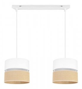 Wisząca regulowana lampa JUTA na listwie, biało - beżowa, 2 abażury, E27 LIGHT HOME