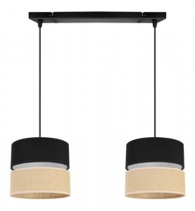 Lampa wisząca na listwie JUTA, 2 źródła światła, czarno - beżowy abażur, regulacja, E27 LIGHT HOME