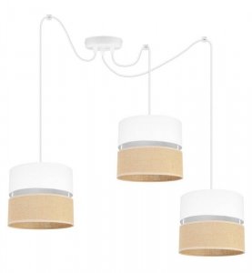 Lampa wisząca z abażurem JUTA, 3 źródła światła E27, regulacja LIGHT HOME