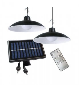 Lampa solarna SATURN, podwójna, ogrodowa, LED, wisząca, ściemniana, czujnik zmierzchu