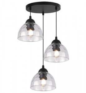 Lampa wisząca VENICE, sufitowa, żyrandol z trzema szklanymi kloszami, loft, nowoczesna