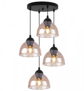 Lampa wisząca VENICE, sufitowa, żyrandol, czarna listwa, miodowe szkło, do jadalni, kuchni