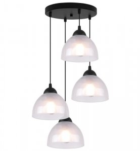 Lampa wisząca VENICE, sufitowa, okrągły czarny żyrandol z mlecznymi białymi kloszami ze szkła