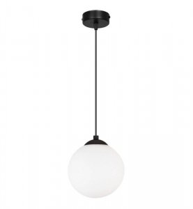 OUTLET -10% Regulowana wisząca lampa sufitowa biała kula 15 cm czarna konstrukcja E27 czarna, okrągła podsufitka 8 cm