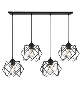 Lampa sufitowa STELLA, wisząca, żyrandol typu listwa, czarne klosze, styl loft, do kuchni, salonu