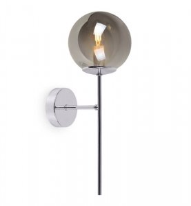 Kinkiet ścienny SIENA, lampa chrom do łazienki, salonu, kuchni, grafitowa szklana kula, nowoczesna, 1xE14