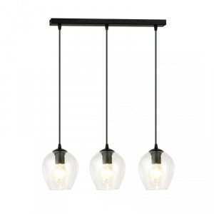 LAMPA WISZĄCA CZARNA NAD STÓŁ DO KUCHNI JADALNI SALONU EMIBIG ISTAR 3 BL TRANSPARENT