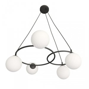 LAMPA WISZĄCA CZARNA KULE DO SALONU LIBRA 5 BL OPAL oprawa oświetleniowa