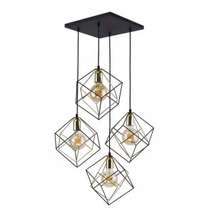 TK LIGHTING ALAMBRE 2778 LAMPA WISZĄCA CZARNO ZŁOTA DRUCIANA METALOWA