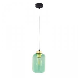 TK LIGHTING MARCO GREEN 6696 LAMPA WISZĄCA CZARNO ZŁOTA Z ZIELONYM KLOSZEM