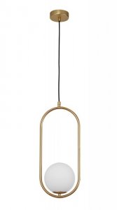 LAMPA WISZĄCA MOSIĄDZ ZŁOTA KULA BIAŁA SZKLANA DO SYPIALNI KUCHNI JADALNI SALONU NOWOCZESNA LUCES EXCLUSIVAS RENGO LE41771