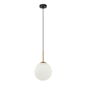 ITALUX DEORE PND-5578-1S-BRO-BK LAMPA WISZĄCA CZARNO ZŁOTA PATYNA KULA BIAŁA 20CM