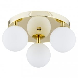 LAMPA SUFITOWA PLAFON ZŁOTY KLOSZE KULE BIAŁE LAMPA POTRÓJNA  DO POKOJU KUCHNI ŁAZIENKI ARGON FLAVIO 1413