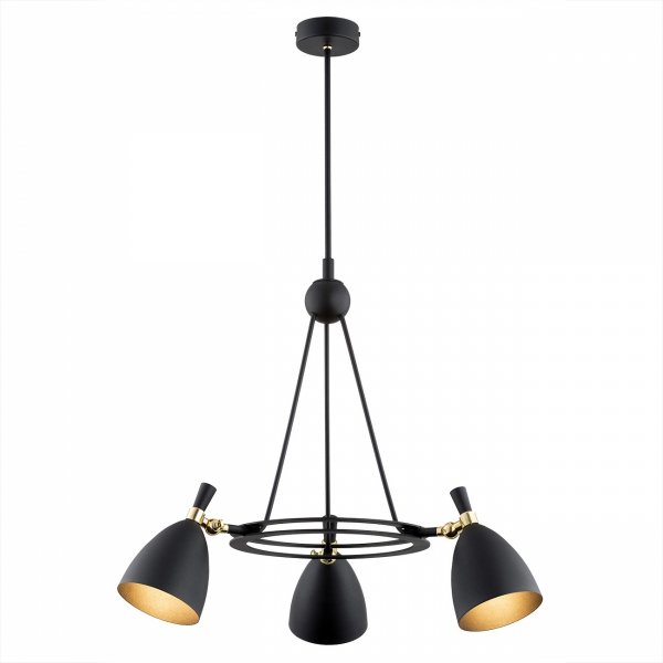 ŻYRANDOL LAMPA WISZĄCA CZARNO ZŁOTA NOWOCZESNA REGULOWANE KLOSZE DO SALONU SYPIALNI KUCHNI ARGON CHARLOTTE 6149