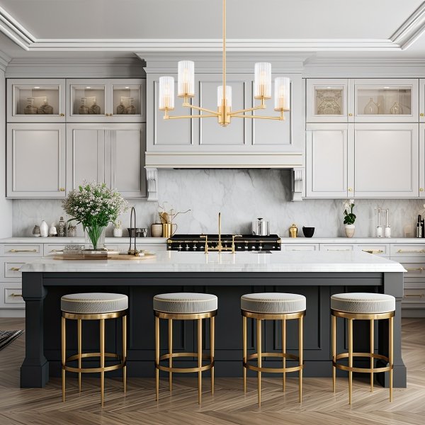 LAMPA WISZĄCA DUŻY ŻYRANDOL ZŁOTY DO SALONU MOSIĄDZ SZCZOTKOWANY W STYLU GLAMOUR ELEGANCKI NOWOCZESNY SZKLANE KLOSZE ARGON HAMPTON 2177