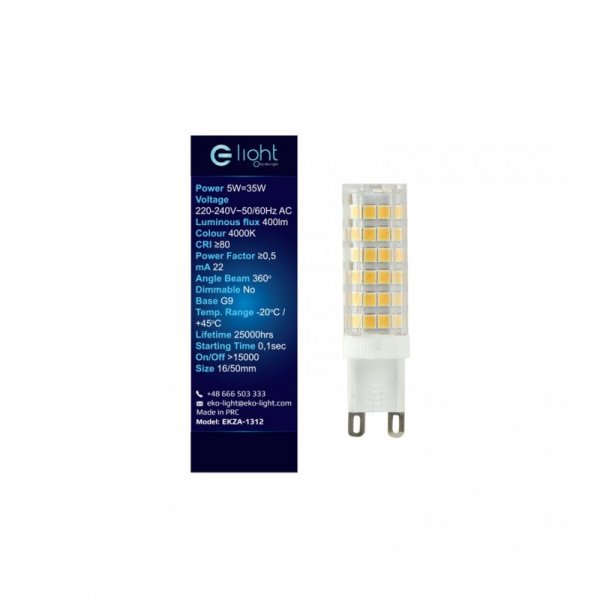 Żarówka LED 3,5W G9. Barwa: Neutralna