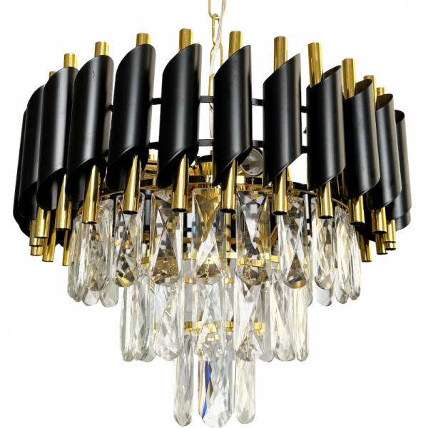 ŻYRANDOL GLAMOUR CZARNO ZŁOTY KRYSZTAŁOWY DO SALONU SYPIALNI  CRISTAL MILAGRO ML1634