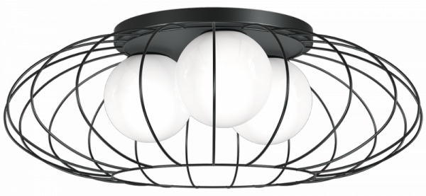 MILAGRO MLP4426 KRONOS BLACK LAMPA SUFITOWA PLAFON CZARNY DRUCIANY Z BIAŁYM KLOSZEM
