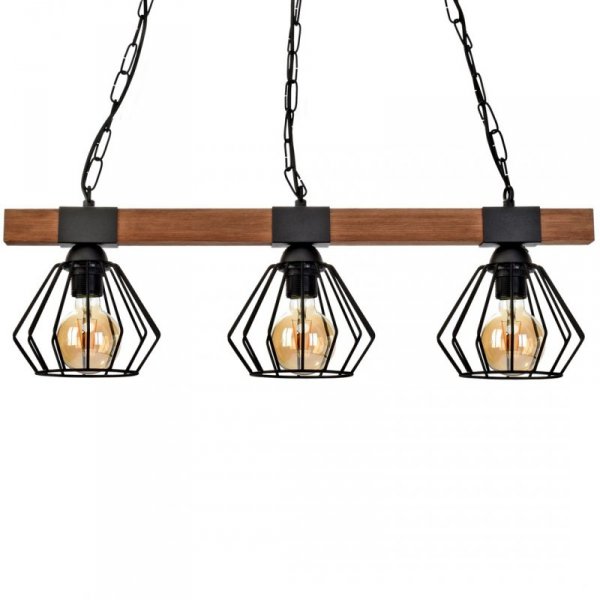 MILAGRO Lampa wisząca ULF BLACK / WOOD 3xE27 60W