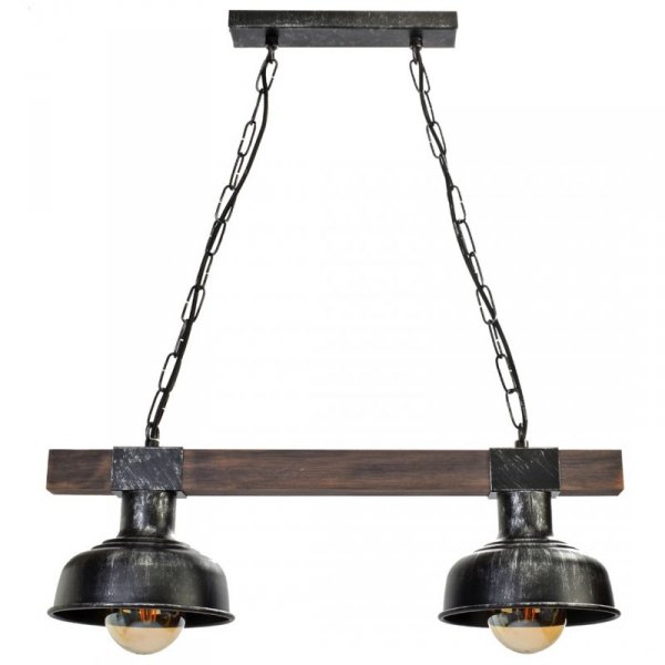 MILAGRO Lampa wisząca FARO BLACK / WOOD 2xE27 60W