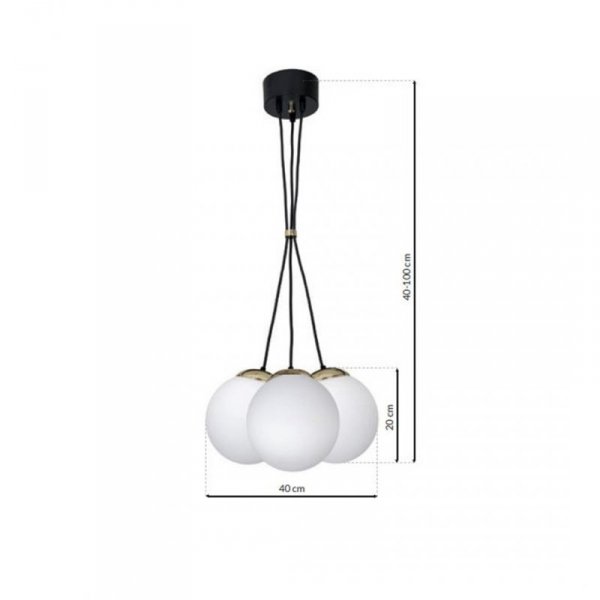 MILAGRO MLP6499 SPARTA BLACK GOLD LAMPA WISZĄCA CZARNO ZŁOTA KULE BIAŁE