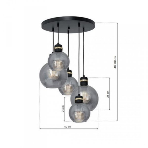 MILAGRO MLP6534 OMEGA BLACK LAMPA WISZĄCA CZARNO ZŁOTA GRAFITOWE KLOSZE KULE