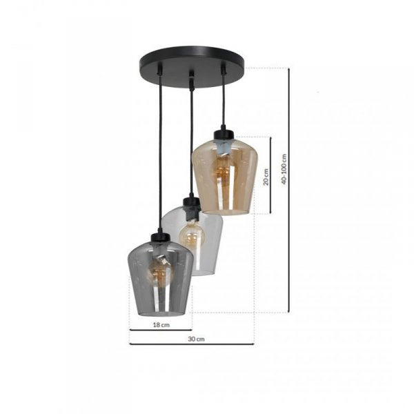 MILAGRO MLP6614 SANTIAGO MIX LAMPA WISZĄCA CZARNA SZKLANE KLOSZE RÓŻNE KOLORY 