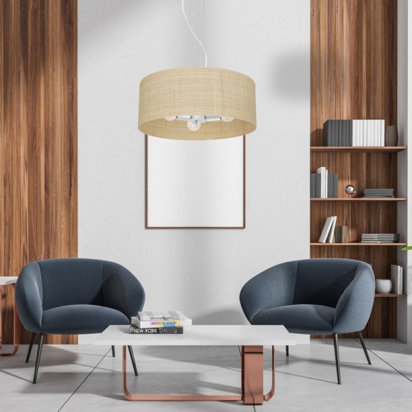 MILAGRO Lampa wisząca MARSHALL WHITE / RATTAN 3xE27