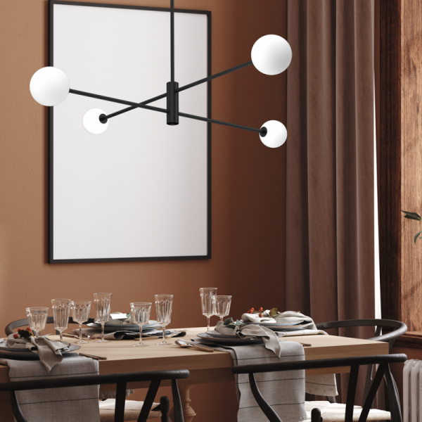 MILAGRO LAMPA MLP8418 DORI LAMPA WISZĄCA CZARNA NOWOCZESNA KLOSZE KULE BIAŁE