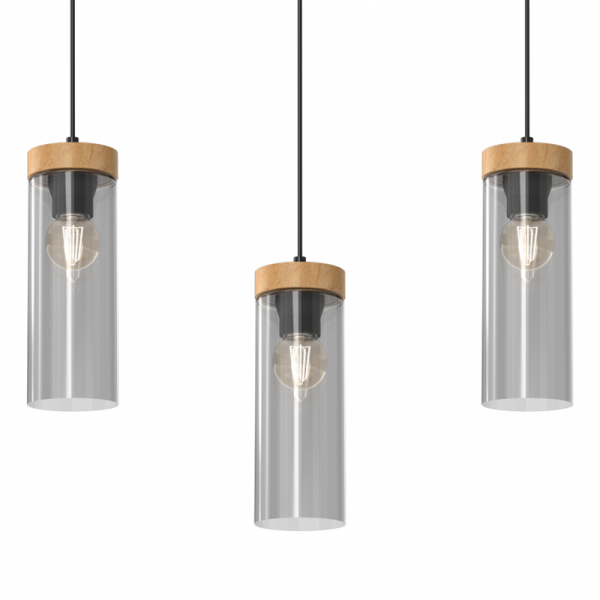 MILAGRO MLP8665 ELICA LAMPA WISZĄCA SZKLANA TUBA Z DREWNEM