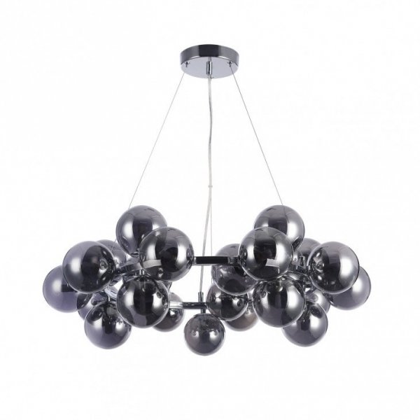 ITALUX CABELLA PND-5252-25-CH+SMK LAMPA WISZĄCA CHROM SZKLANE DYMIONE KLOSZE DO SALONU