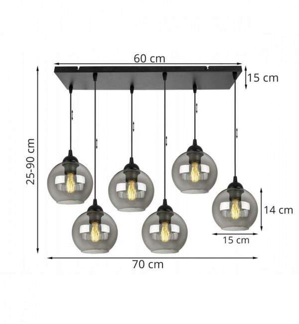 LAMPA WISZĄCA CZARNA SZKLANE KLOSZE KOLORY HAGA HOME LIGHT HOME