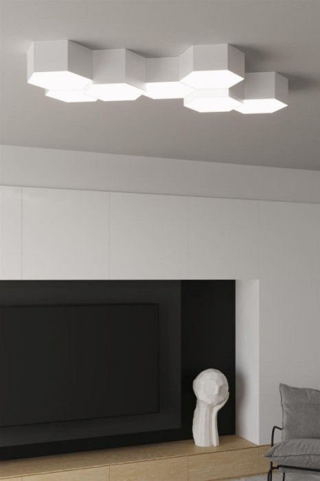 Plafon SUNDE 13 biały lampa na sufit PVC abażur geometryczna nowoczesna E27 LED SOLLUX LIGHTING