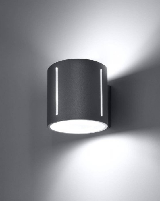 Kinkiet INEZ szary walec aluminium nowoczesna lampa z liniowym prześwitem ścienna G9 LED SOLLUX LIGHTING
